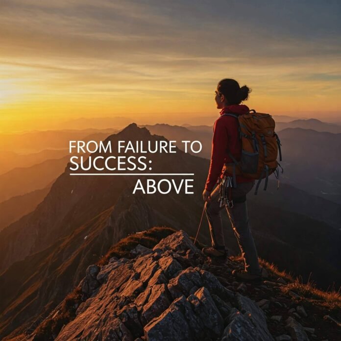 Person climbing mountain: Journey to success