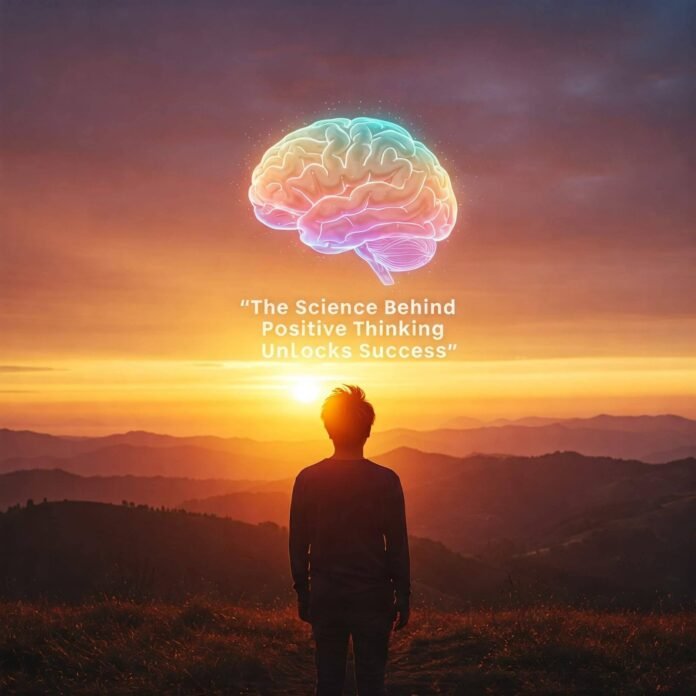 Person on hilltop at sunrise with glowing brain overlay.